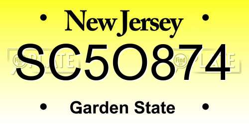 SC5O874 New Jersey License Plate
