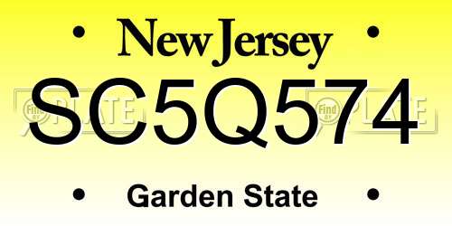 SC5Q574 New Jersey License Plate