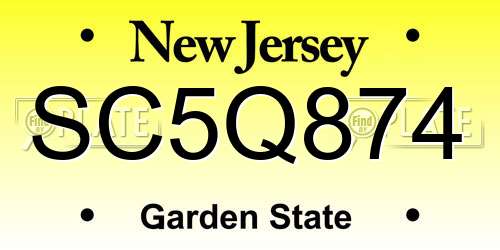 SC5Q874 New Jersey License Plate