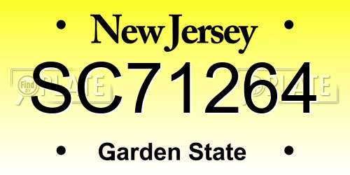 SC71264 New Jersey License Plate
