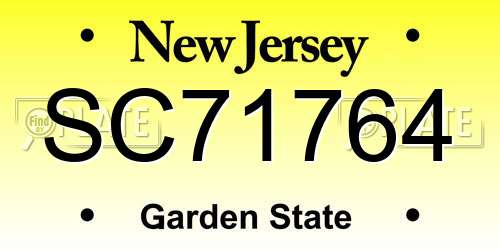 SC71764 New Jersey License Plate