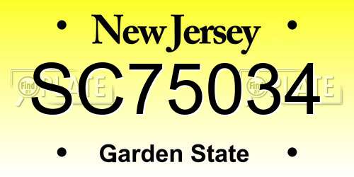 SC75034 New Jersey License Plate