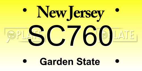SC760 New Jersey License Plate