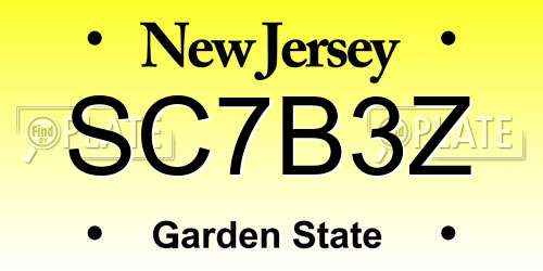 SC7B3Z New Jersey License Plate