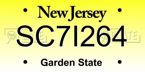 SC7I264 New Jersey License Plate