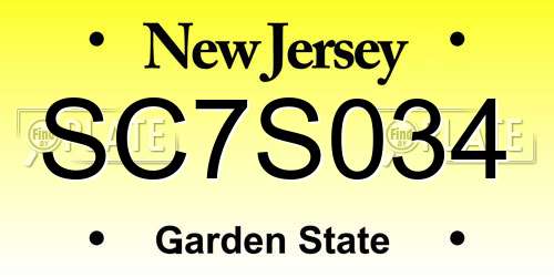SC7S034 New Jersey License Plate