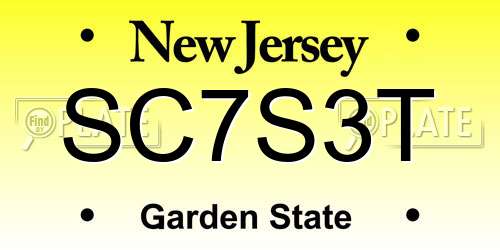SC7S3T New Jersey License Plate