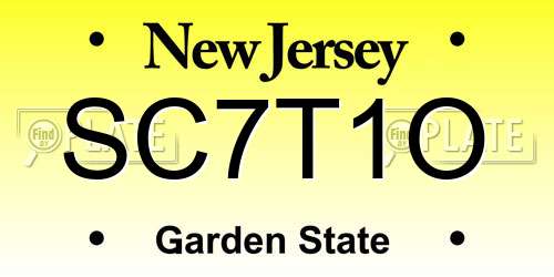 SC7T1O New Jersey License Plate