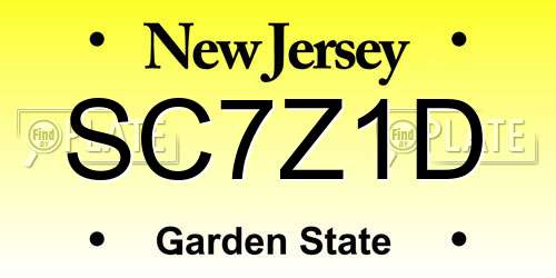 SC7Z1D New Jersey License Plate