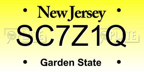 SC7Z1Q New Jersey License Plate