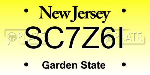 SC7Z6I New Jersey License Plate