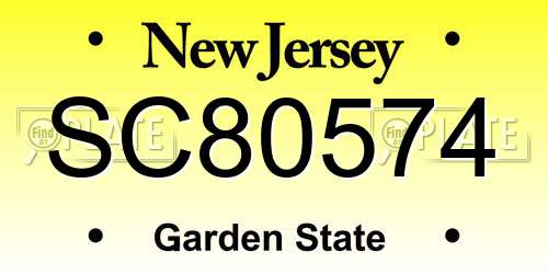 SC80574 New Jersey License Plate