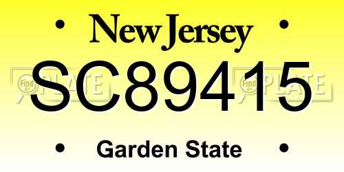 SC89415 New Jersey License Plate