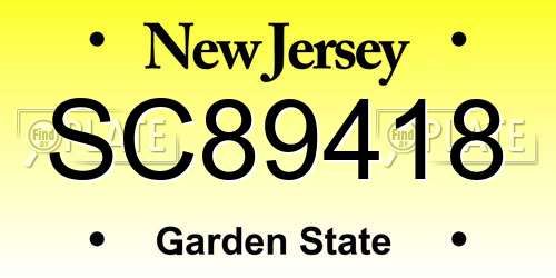 SC89418 New Jersey License Plate