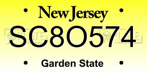 SC8O574 New Jersey License Plate