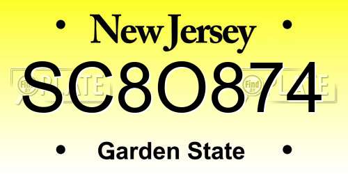 SC8O874 New Jersey License Plate