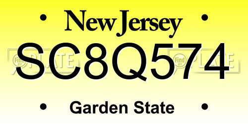 SC8Q574 New Jersey License Plate