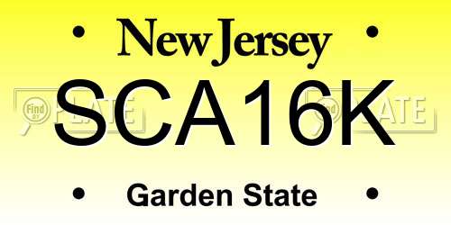 SCA16K New Jersey License Plate