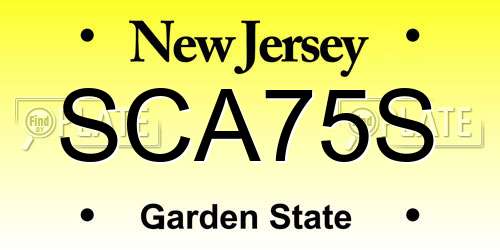 SCA75S New Jersey License Plate