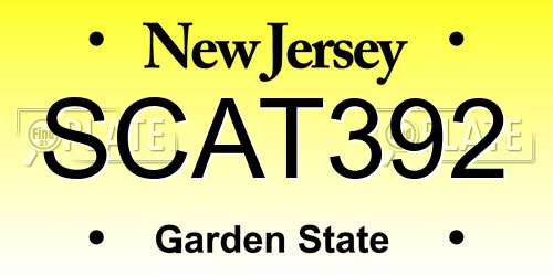 SCAT392 New Jersey License Plate