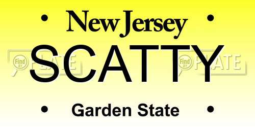 SCATTY New Jersey License Plate