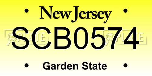 SCB0574 New Jersey License Plate
