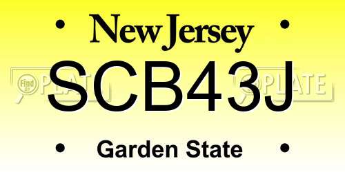 SCB43J New Jersey License Plate
