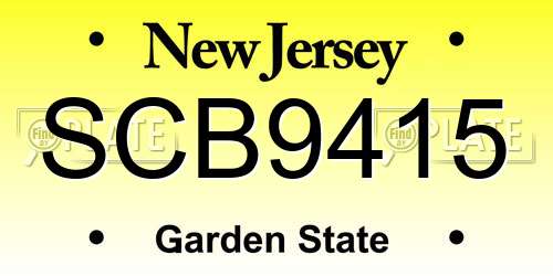 SCB9415 New Jersey License Plate