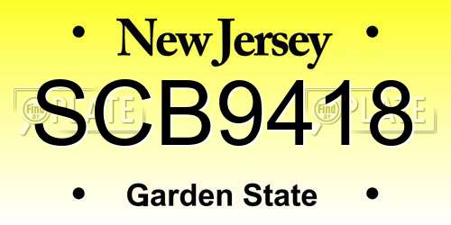 SCB9418 New Jersey License Plate