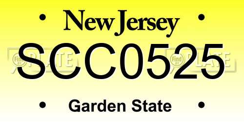SCC0525 New Jersey License Plate