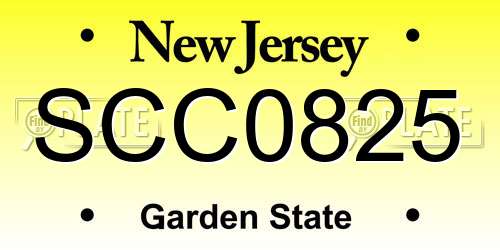 SCC0825 New Jersey License Plate
