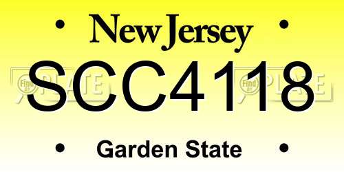 SCC4118 New Jersey License Plate