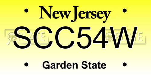 SCC54W New Jersey License Plate
