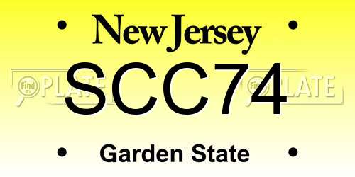 SCC74 New Jersey License Plate