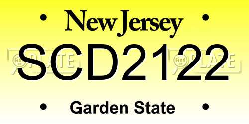 SCD2122 New Jersey License Plate