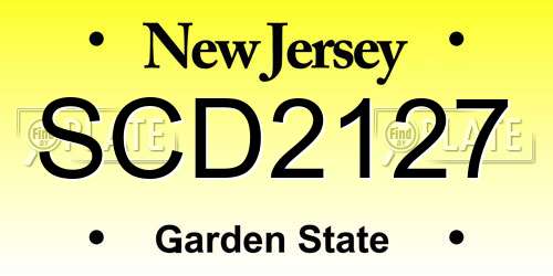 SCD2127 New Jersey License Plate