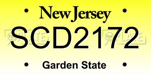 SCD2172 New Jersey License Plate