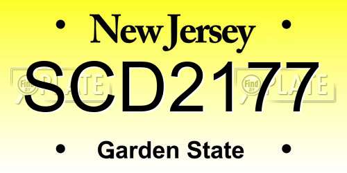 SCD2177 New Jersey License Plate