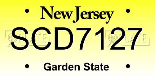 SCD7127 New Jersey License Plate