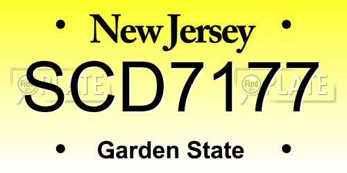SCD7177 New Jersey License Plate