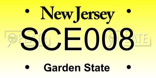 SCE008 New Jersey License Plate