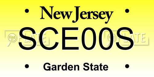 SCE00S New Jersey License Plate
