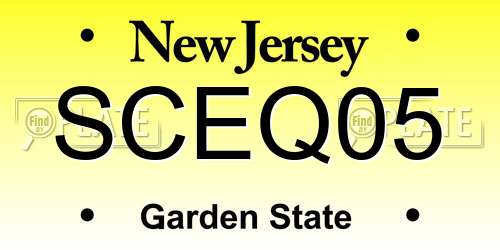SCEQ05 New Jersey License Plate