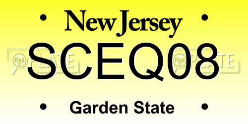 SCEQ08 New Jersey License Plate