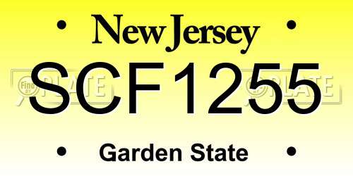 SCF1255 New Jersey License Plate