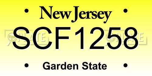 SCF1258 New Jersey License Plate