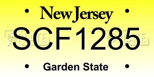 SCF1285 New Jersey License Plate