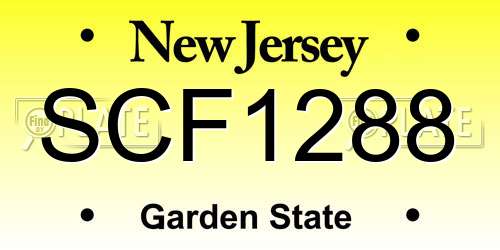 SCF1288 New Jersey License Plate