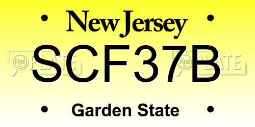 SCF37B New Jersey License Plate