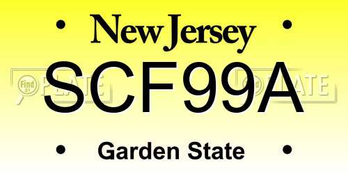 SCF99A New Jersey License Plate